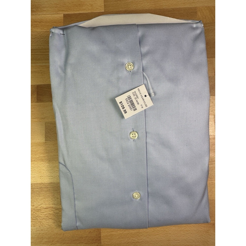 Joseph Abboud Dress Shirt 22 34/35 Blue Egyptian Cotton Classic Fit Non-Iron NWT - Picture 5 of 5